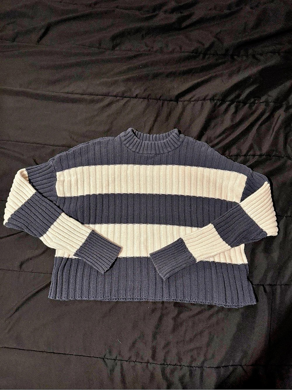 American Eagle AE Ribbed Mock Neck Sweater Color Block